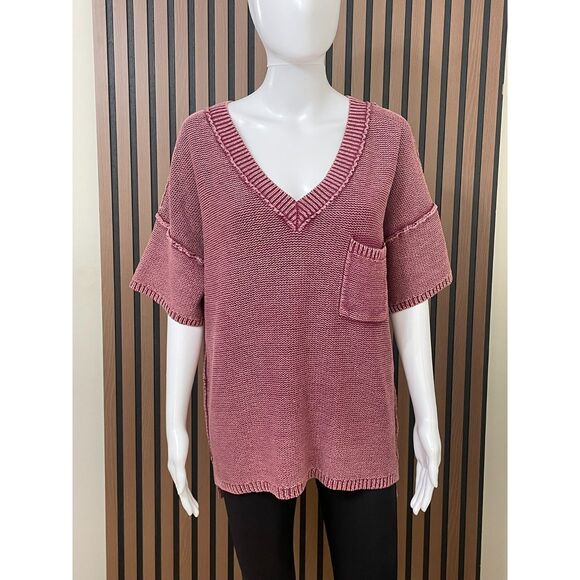 Sundance Women's M Pink Sweater Cotton Tight-Knit Casual Drop Shoulder Oversized - Picture 1 of 8